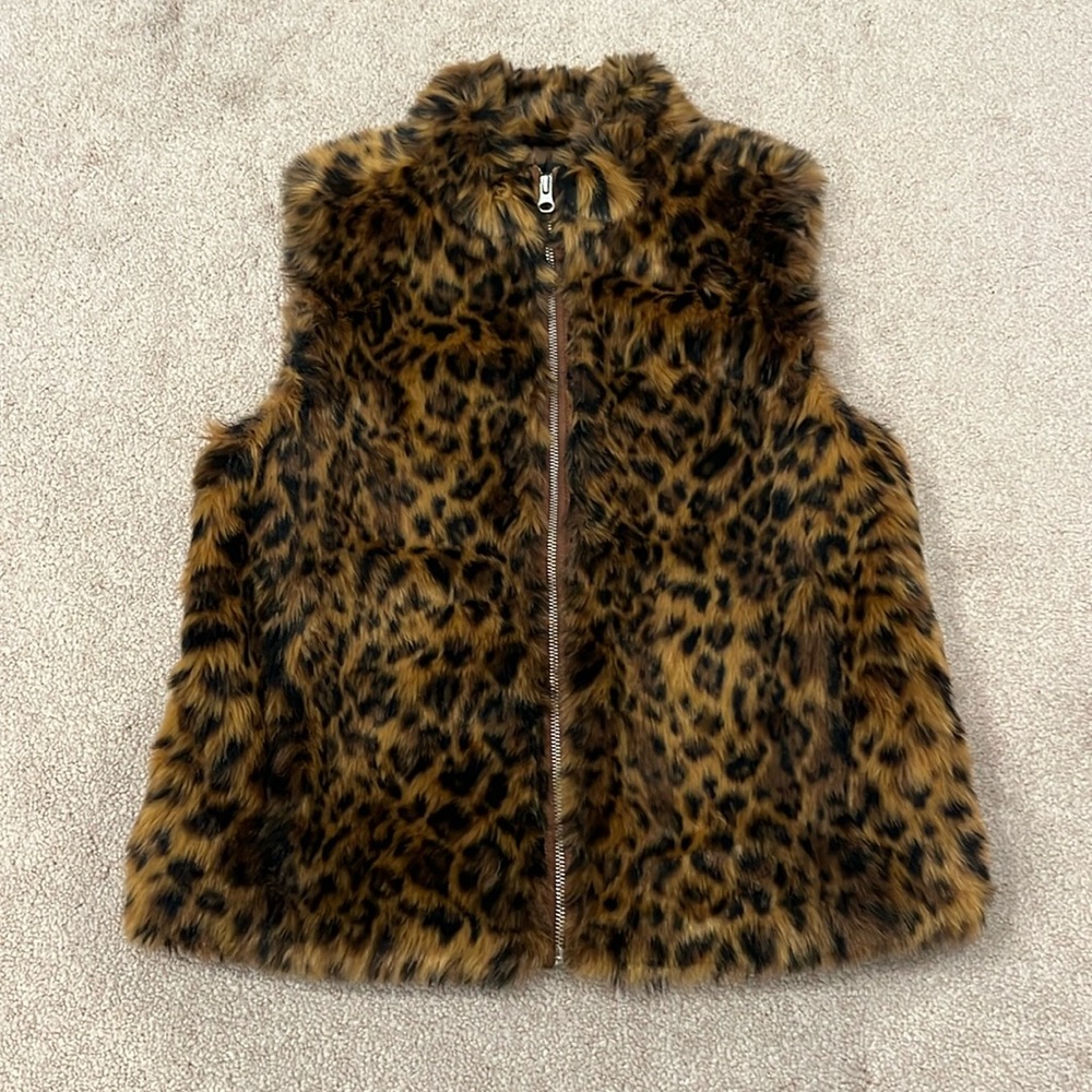 J. Crew Faux Fur Animal Print Vest